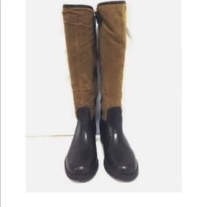 New! Tory Burch Kensington Genuine Shearling Lined Riding Boot. Brown Size 9.